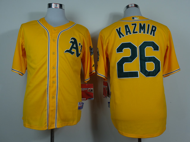 Men Oakland Athletics #26 Kazmir Yellow MLB Jerseys